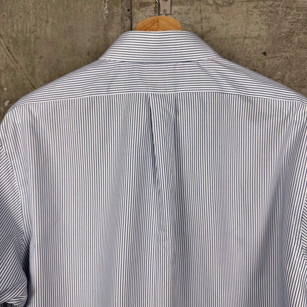 Brookss Brothers 1818 Regent Non-Iron Dress Shirt 17-2/3 Navy Stripe Cotton - Picture 7 of 8